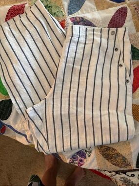 Chico's  Cream and Navy Striped Pants